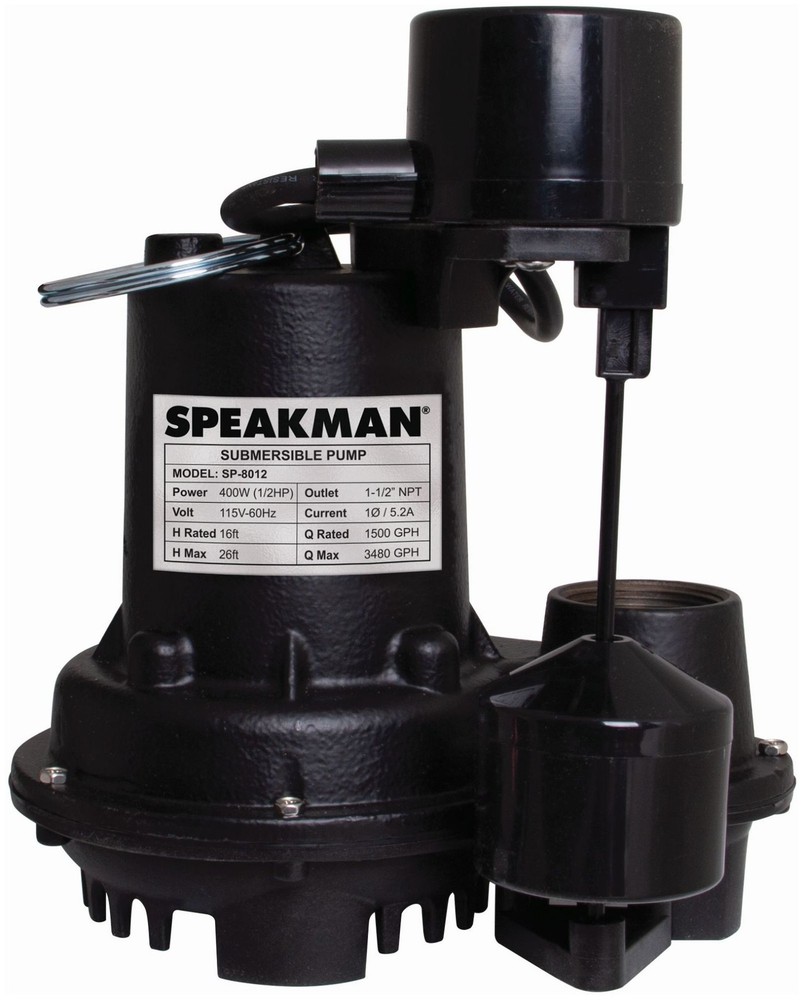 Speakman SP-8012 1/2 HP Heavy-Duty Black Sump Pump for Reliable Water Removal