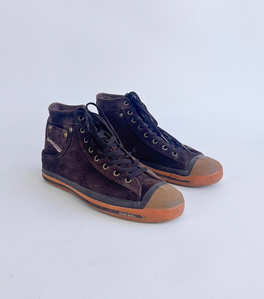 Diesel Magnete Exposure High Top Sneakers Men Size US 10 Brown Suede Shoes EU 43