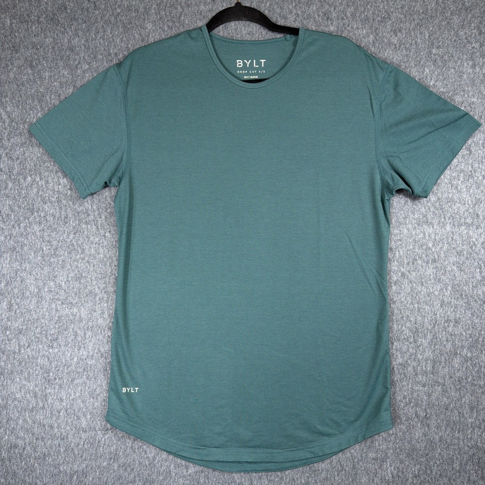 BYLT Drop Cut Shirt Men’s M Gym Workout Tee Green Premium Basics