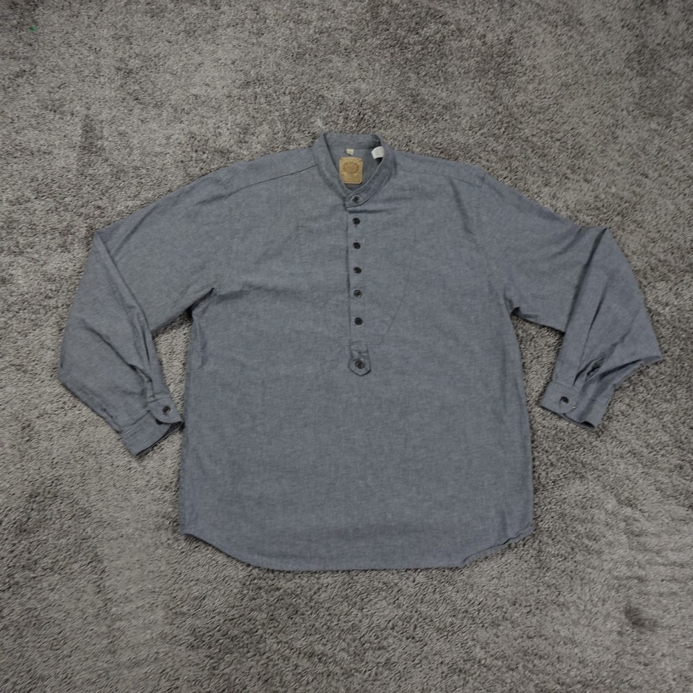 Wah Maker Frontier Western Button Shirt Mens Large Popover USA Made Chambray