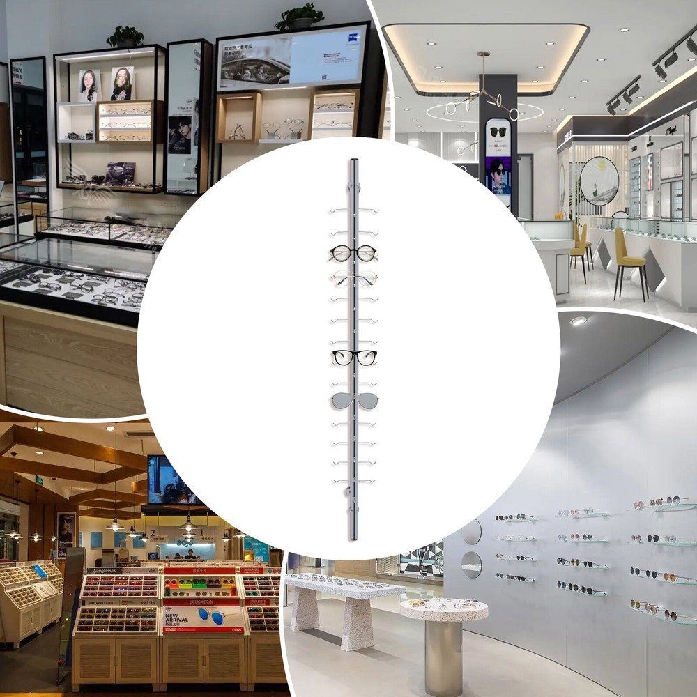 10pcs Aluminium Wall-Mounted Eyeglass Rod Rack for Sunglass Storage