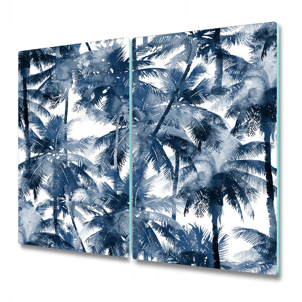 Glass Chopping Board Watercolour palm Tropical painting Navy palm 2x30x52
