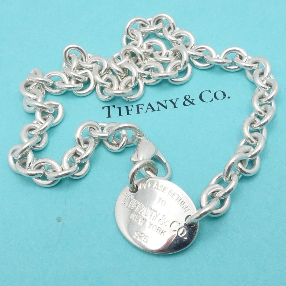 Tiffany & Co. Return To Sterling Silver Oval Tag Chain Necklace 15