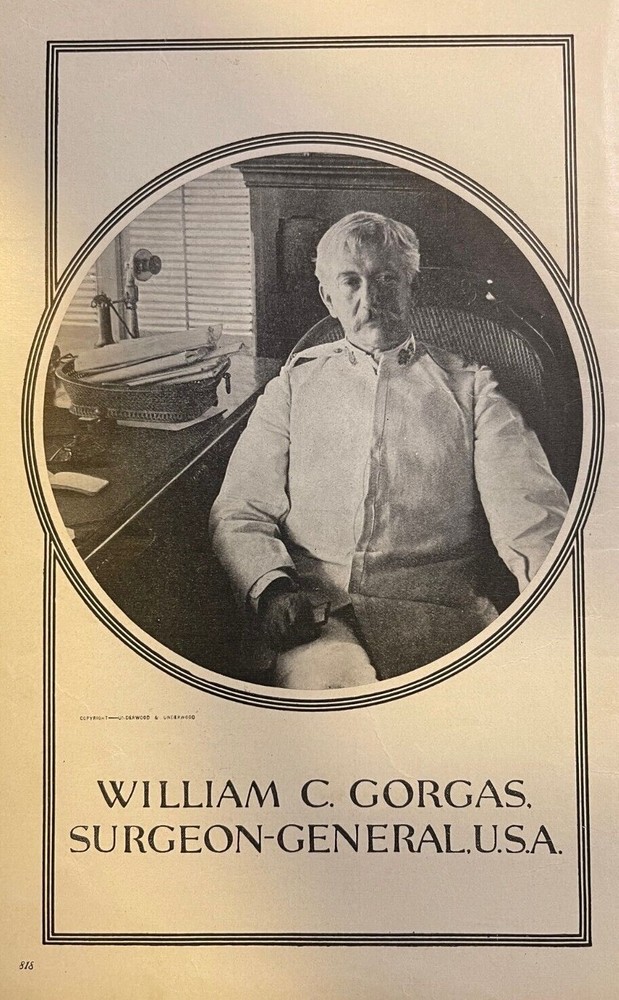 1914 Vintage Magazine Illustration William C. Gorgas Surgeon General