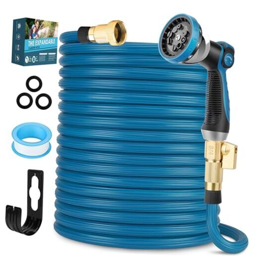 Expandable Garden Hose, Ultra Lightweight Flexible Water Hose 100FT Royal Blue