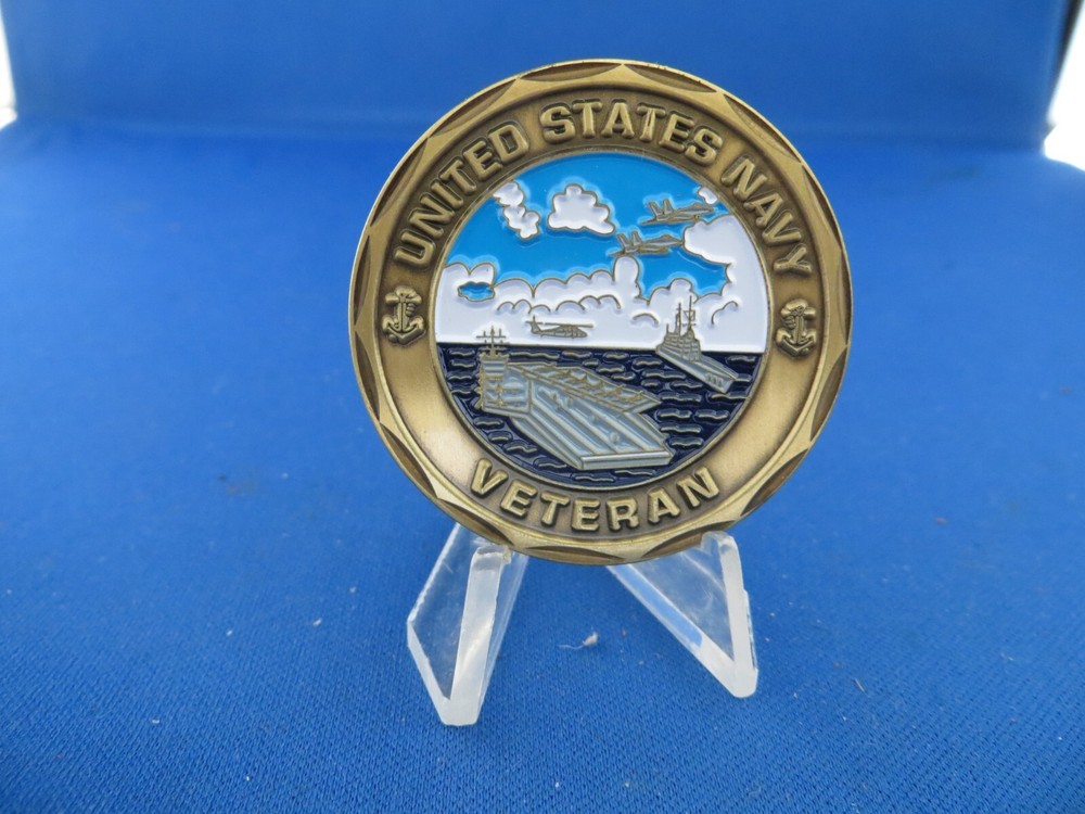 US Navy Veteran Challenge Coin Proud USN Military Service