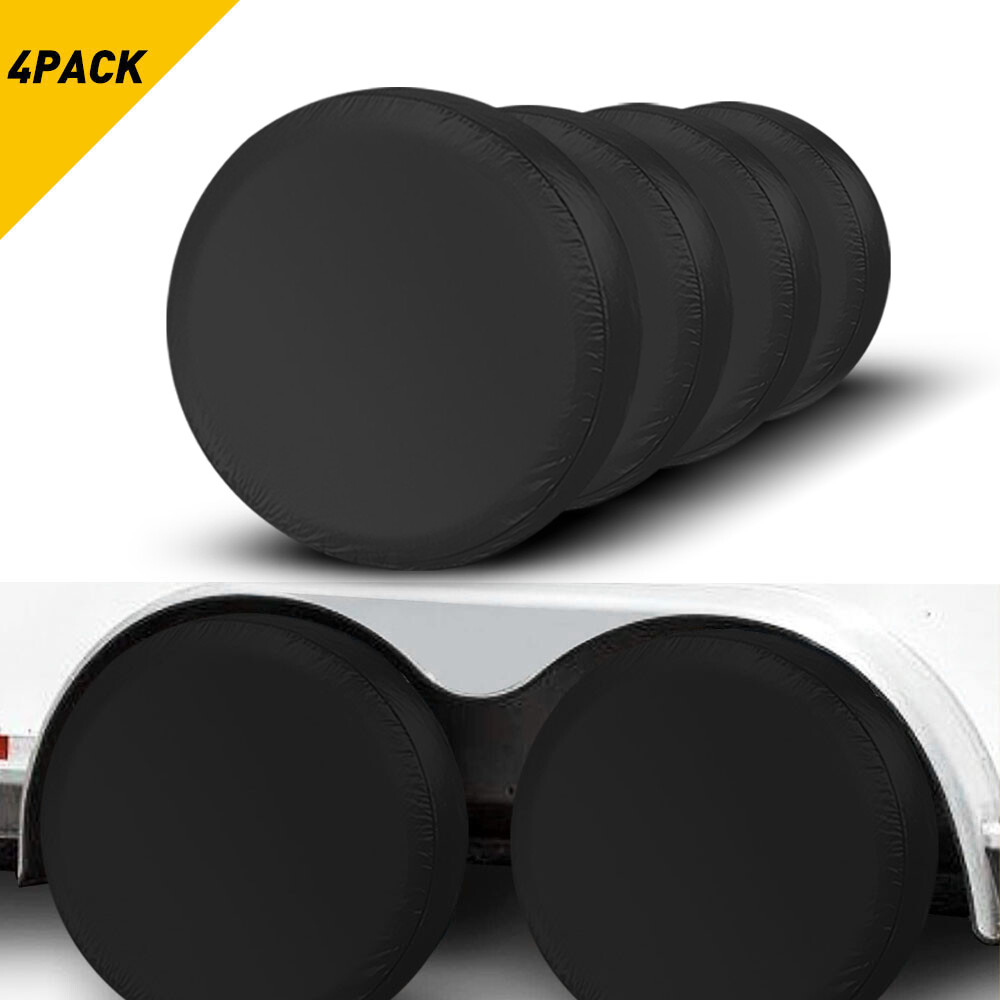 4X BLACK SPARE WHEEL TIRE COVER HEAVY VINYL EASY INSTALL protector 30