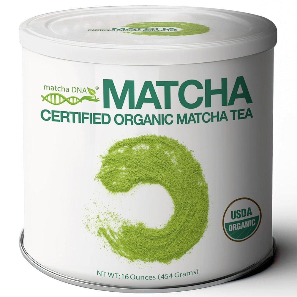 Certified Organic Matcha Green Tea Powder in 16 Oz Tin Can