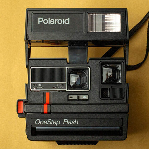 Vintage Red Stripe Polaroid One Step Flash Instant Film Camera