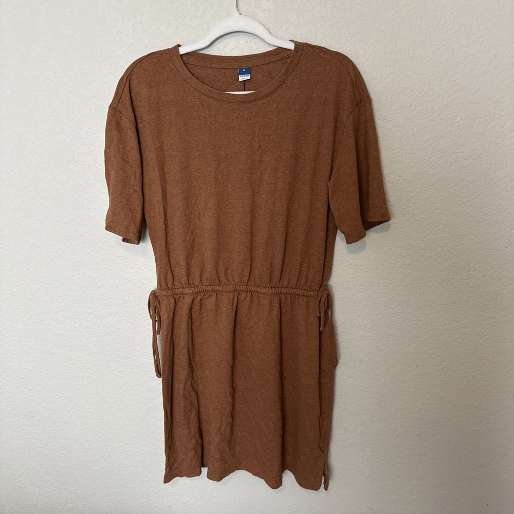 Old Navy Women's Brown Linen Blend Dress Short Sleeve Size Medium