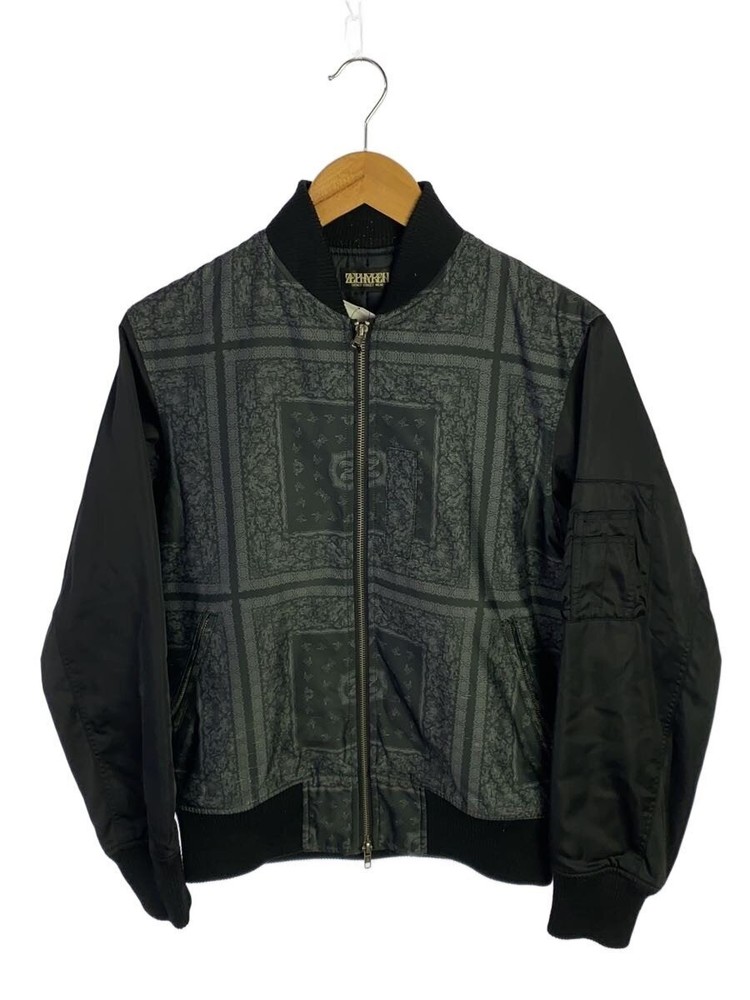 Zephyren Flight Jacket/M/Polyester/Blk/Allover Pattern 13112