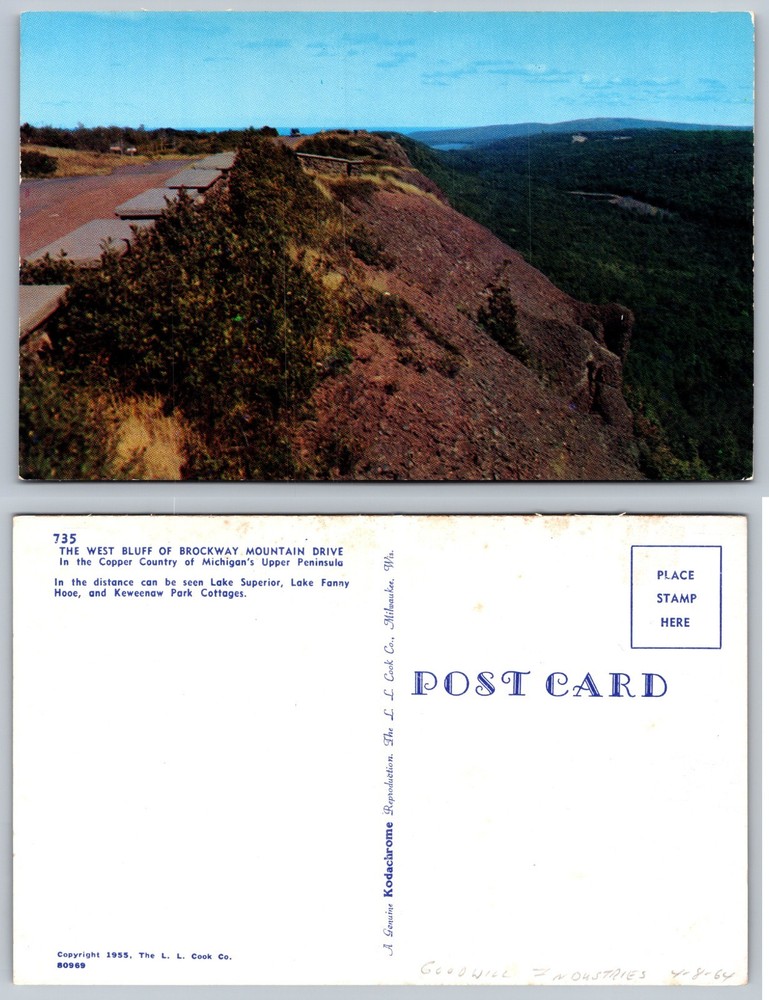 West Bluff Brockway Mountain Drive Michigan Postcard