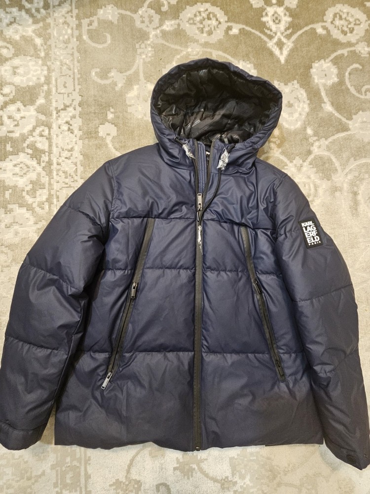 Men's Karl Lagerfeld Black Hooded Puffer Jacket Size L