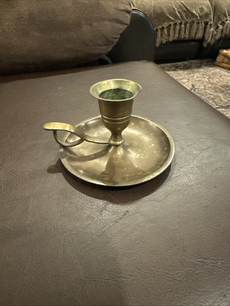 vintage brass chamberstick candle holder