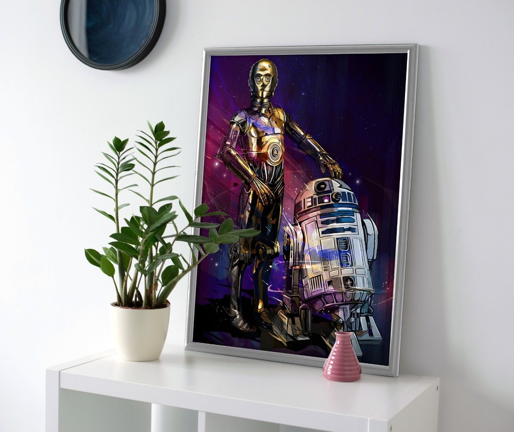 C3PO R2D2 Poster or Canvas - Star Wars Wall Art Decor