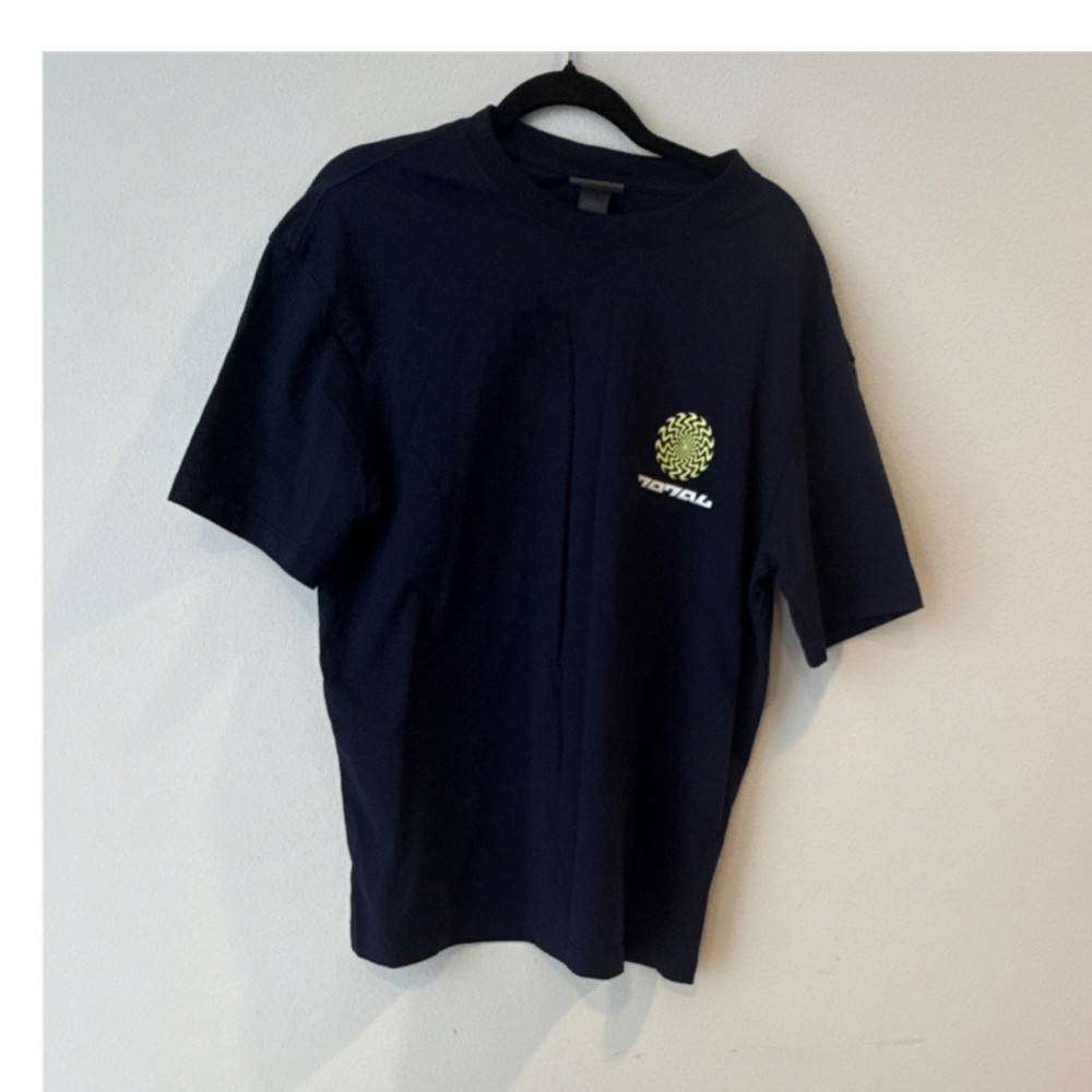 H&M Men's Loose Fit Graphic Print Crew Neck Cotton Jersey T-Shirt Navy Blue M