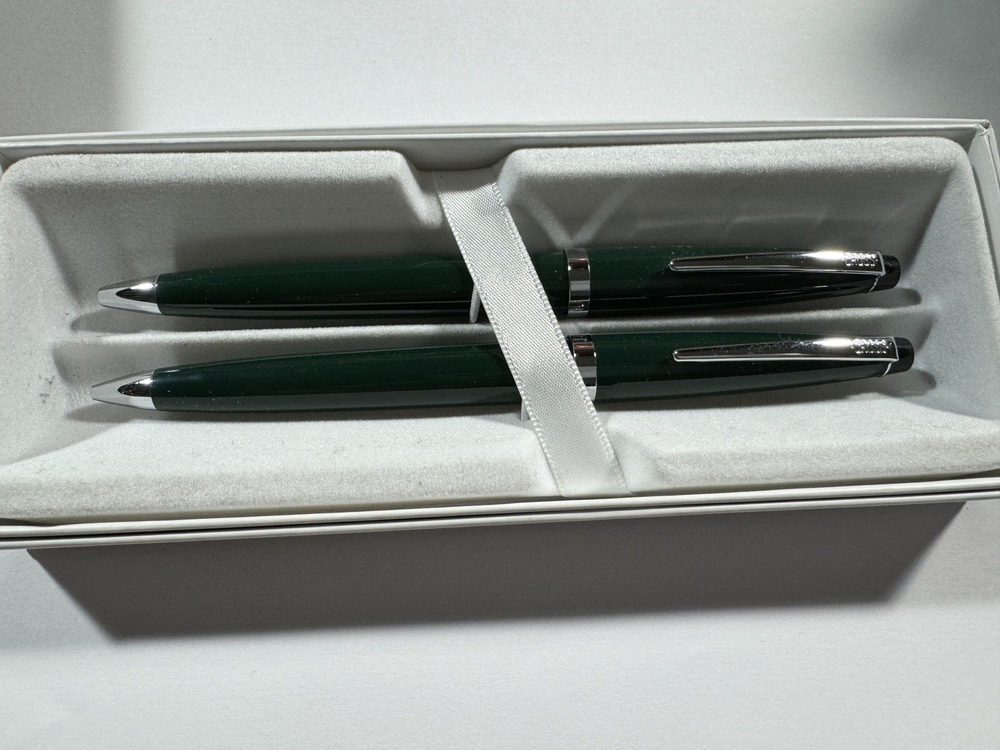 CROSS Solo Dark Green & Chrome Pen and Mechanical PENCIL SET NEW in Box