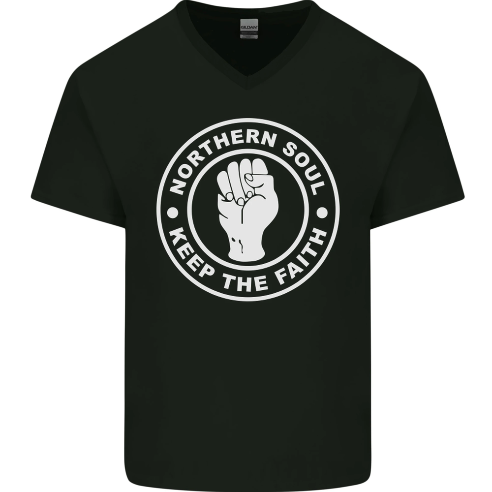 Northern Soul Keeping the Faith Dancing Mens V-Neck Cotton T-Shirt