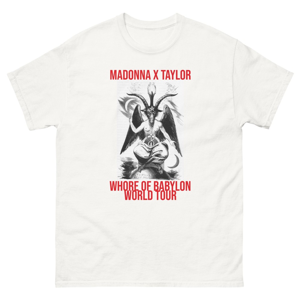 Madonna Taylor Whore Of Babylon World Tour white tee shirt t-shirt