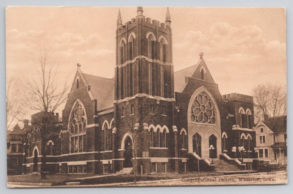 1908 Congregational Church Waterloo Iowa Postcard H. L. Woehler German Print