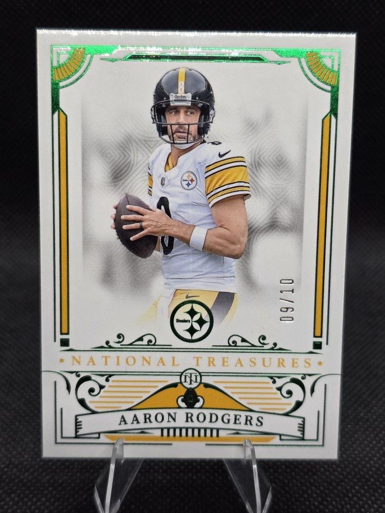 Aaron Rodgers 2025 National Treasures Green 09/10 Pittsburgh Steelers SP No.83