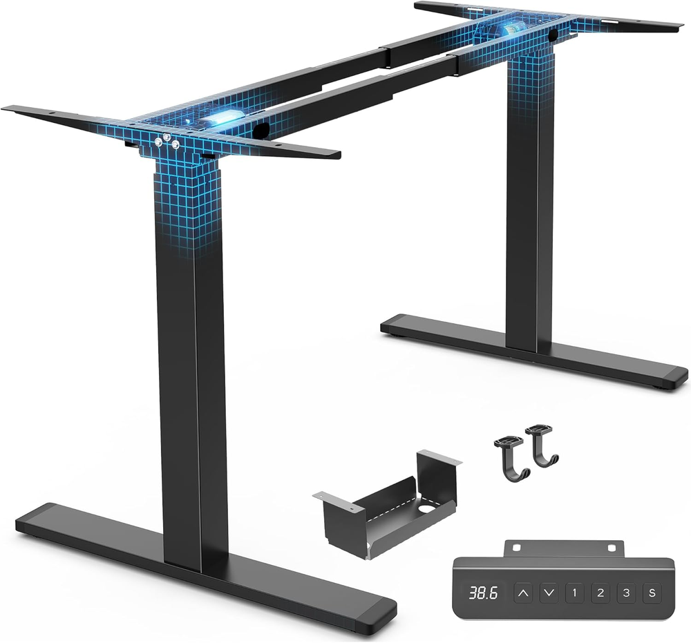 Huuger Dual Motor Electric Standing Desk Frame, Sit Stand up Desk Leg for 47.2”