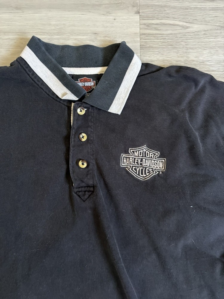 Harley Davidson Motorcycle Polo Shirt Black Size 2XL
