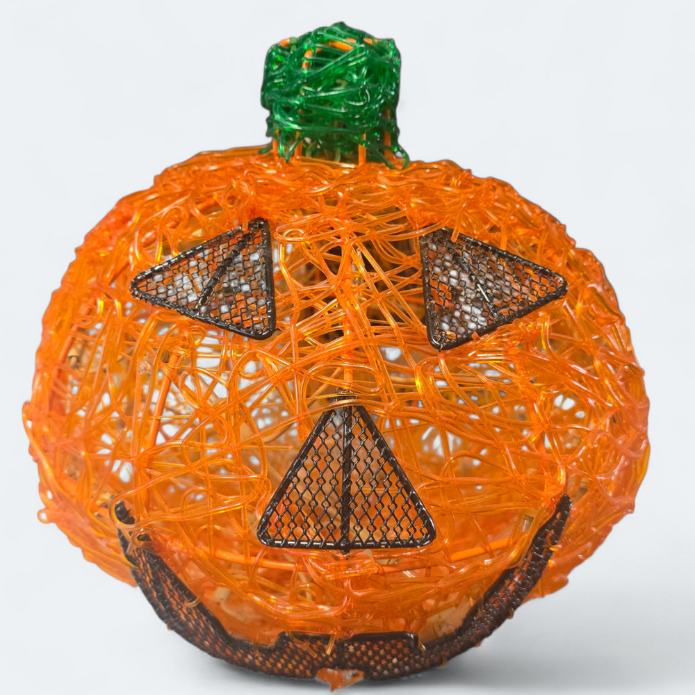 Vintage Halloween Spun Spaghetti Jack-O-Lantern Lucite Wire