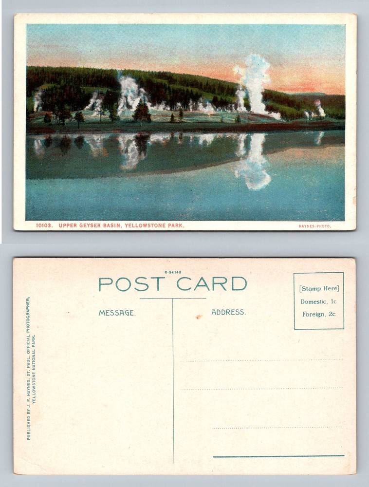 Yellowstone National Park, WY-Wyoming, Upper Geyser Basin Vintage Postcard
