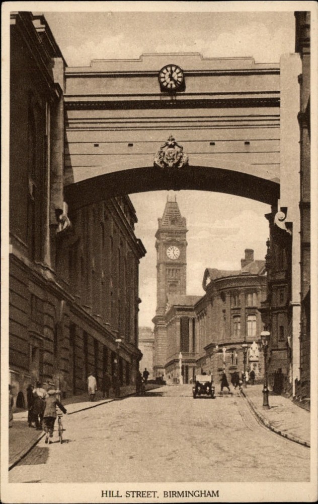 Birmingham West Midlands Co England Hill Street antique car Valentines postcard