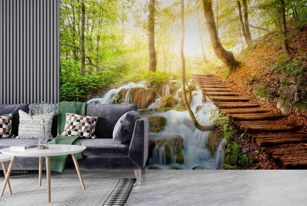 3D Forest River Sunshine Landscape Wall Murals Wallpaper Murals Wall Sticker