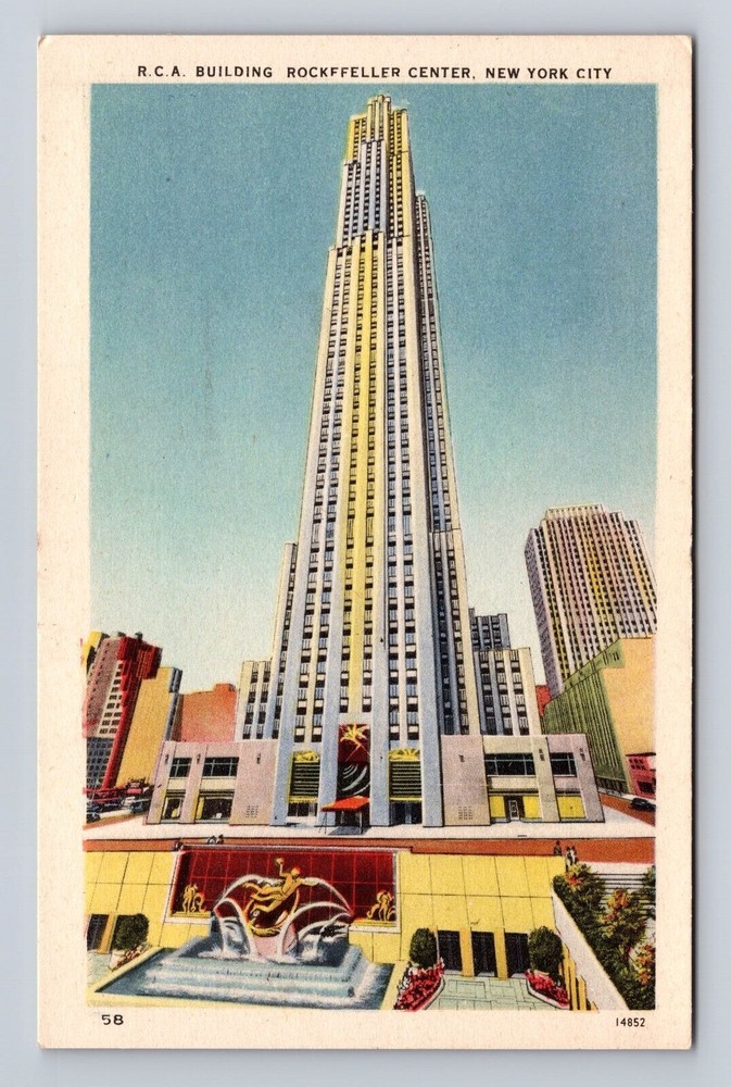 New York City NY, RCA Building, Rockefeller Center Vintage Souvenir Postcard