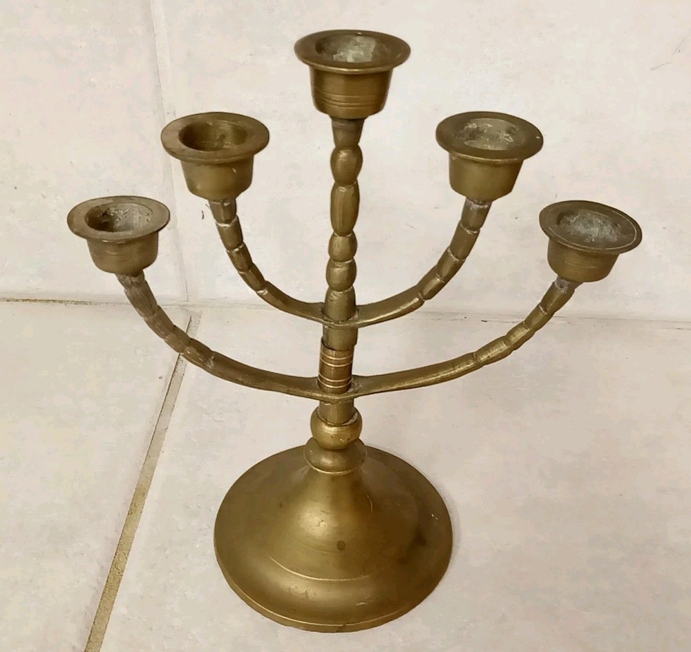 Brass Vintage Candelabra Unpolished Approx. 8