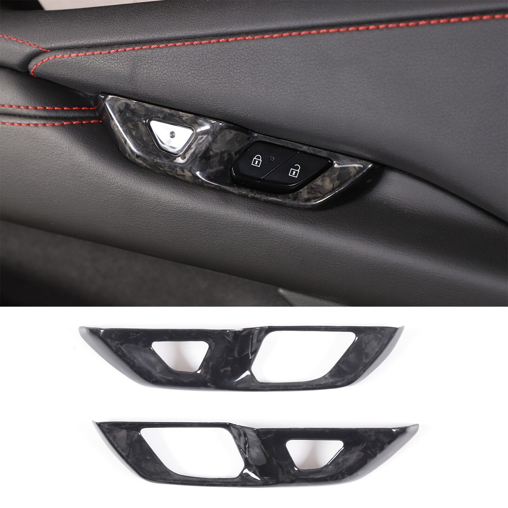 Forged Pattern Car Interior Door Lock Button Frame Cover For Corvette C8 2020-24