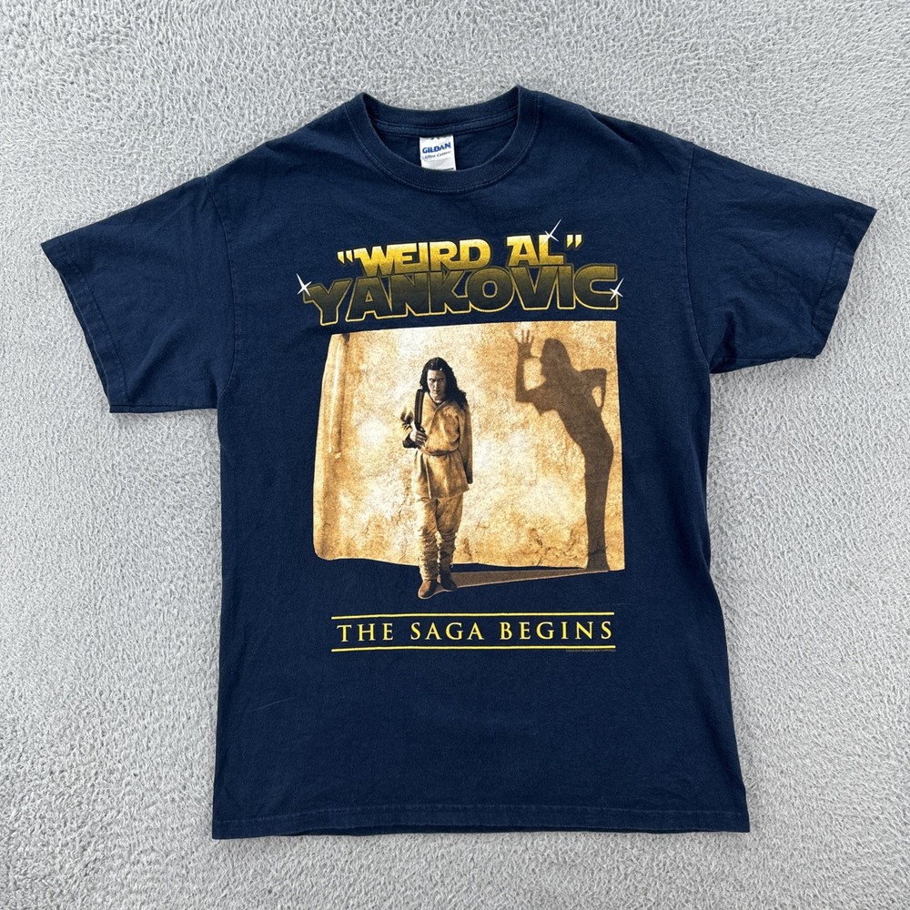 Gildan Medium Blue Shirt Weird Al Yankovic The Saga Begins Double Sided Print