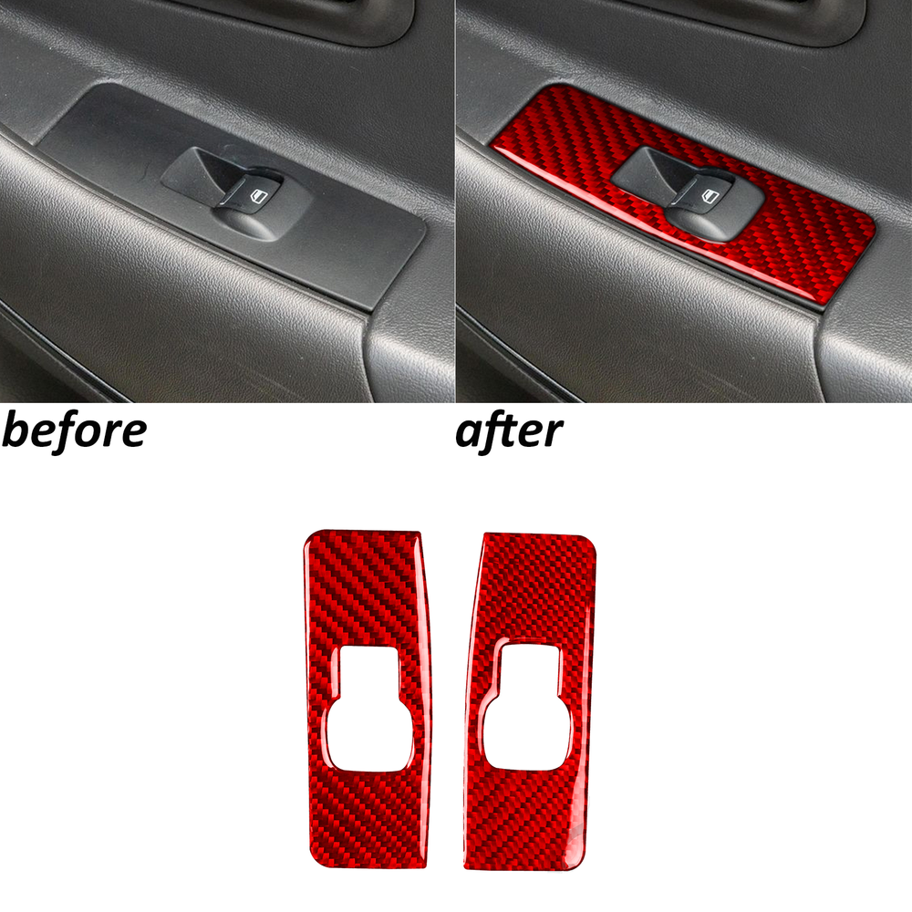 Red Carbon Fiber Rear Window Lift Switch Panel Cover Trim For Ford Taurus 13-19