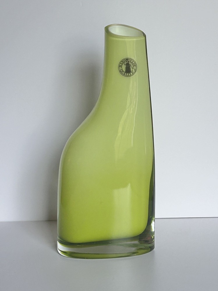 Vintage 90s IKEA Hand-Blown OKKSO Encased Glass Lime Green 8
