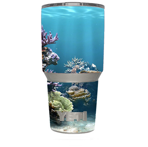 Skin Decal for Yeti 30 oz Tumbler Cup (6-piece kit) / Under Water Coral Live