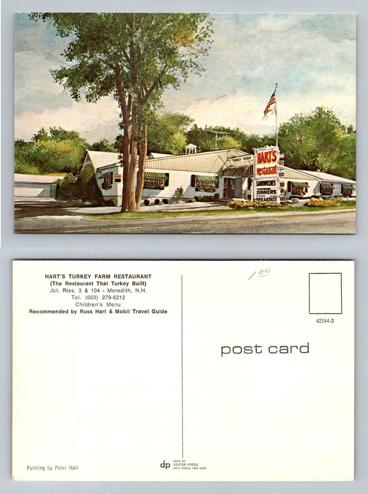Meredith, NH-New Hampshire, Hart's Turkey Farm Restaurant Vintage Postcard