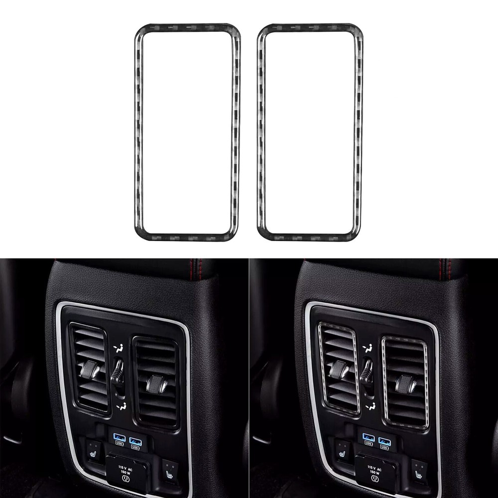Real Carbon Fiber Rear Air Vent Outlet Panel Frame Trim For Dodge Durango 11-13