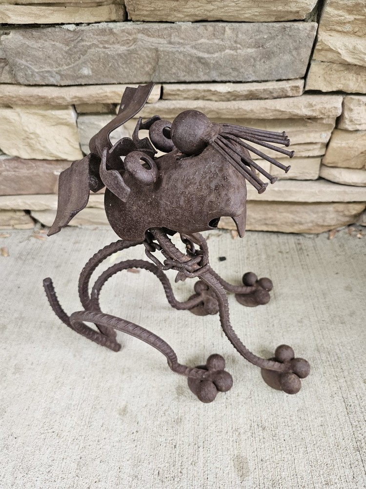 Lawn Art Steampunk Welding Scrap Iron Dog Rustic Recycled Brutalist Sculpture