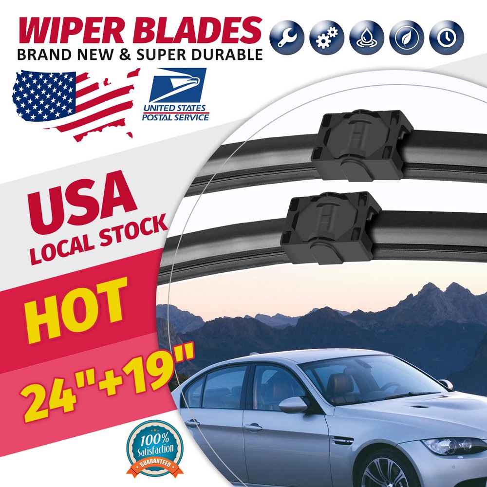 OEM Quality Bracketless Windshield Wiper Blades 24+19 Inches for BMW 325i 2005-2009