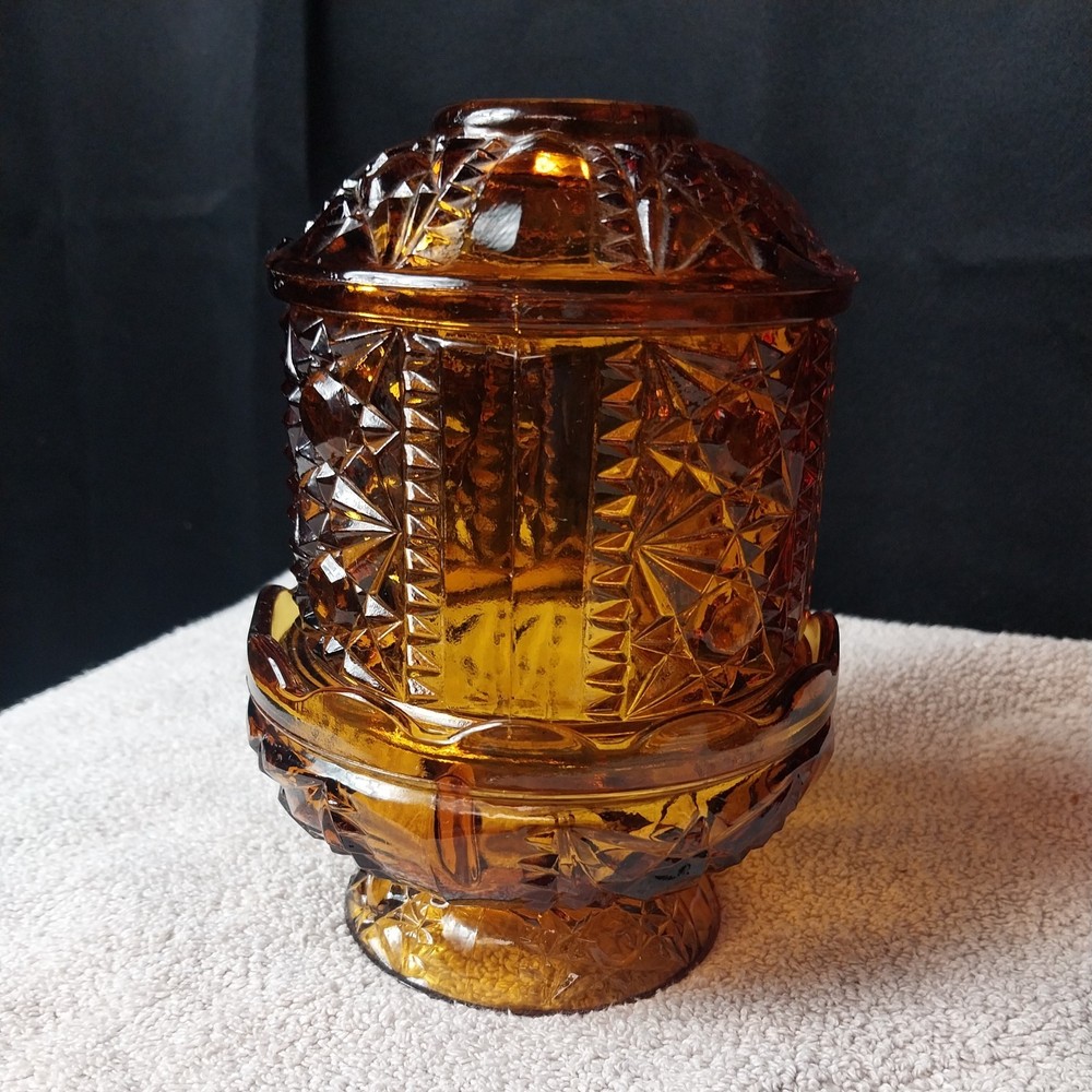 Vntg Indiana Glass Stars Bars Fairy Lamp  WILL COMBINE SHIPPING