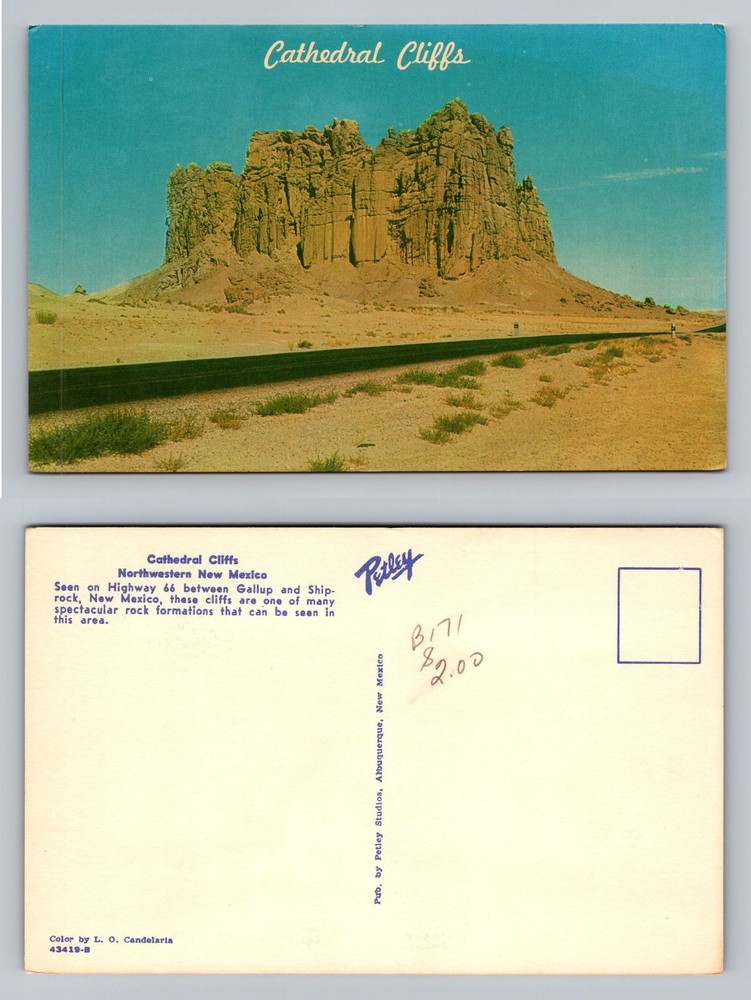 Gallup, NM-New Mexico, Cathedral Cliffs Rock Highway Scene Vintage Postcard