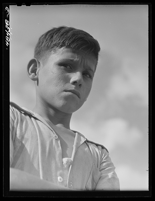 Photo:San Sebastian Puerto Rico 1942 Boy Playing in Street Portrait