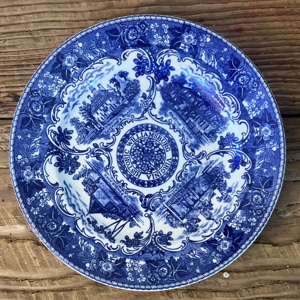 JONROTH Staffordshire Historic Williamsburg Blue White Plate Ceramic