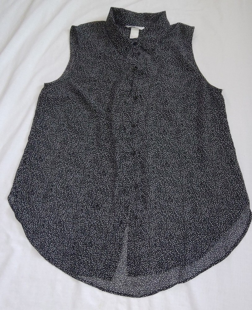 H&M Women's Button Up Vest Front Sleeveless Sheer Blouse Size 6
