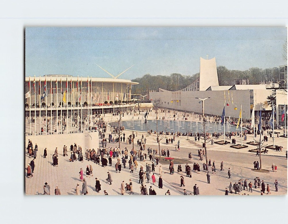 Postcard The Pavilions of USA & Holy See Brussels Belgium