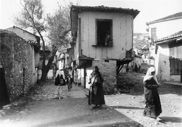 Turkish women in a residential quarter in Kavala Macedonia 1910 OLD PHOTO