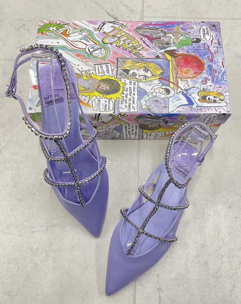 NIB Jeffrey Campbell Pristina Ballet Women's Flats In Lilac Satin Combo Size:40